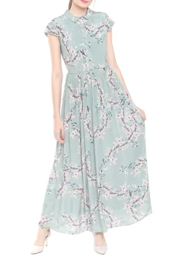 Soup By Sougat Paul Blue Floral Printed Maxi Dress With Jacket -AOZA Wear Style Shop sbsp041909 3