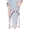 Soup By Sougat Paul Pink & Blue Printed Draped Dress With Cape Jacket