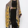 Soup By Sougat Paul Yellow Embroidered Printed Cape Jacket With Black Dress