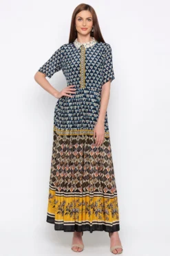 Soup By Sougat Paul Multi Colored Embroidered Crepe Dress