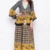 Soup By Sougat Paul Multi Colored Printed Pleated Dress With Jacket