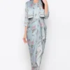 Soup By Sougat Paul Blue Embroidered Printed Dress With Jacket