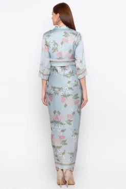 Soup By Sougat Paul Blue Embroidered Printed Dress With Jacket -AOZA Wear Style Shop sbsp101942 2