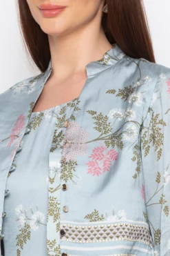 Soup By Sougat Paul Blue Embroidered Printed Dress With Jacket -AOZA Wear Style Shop sbsp101942 3