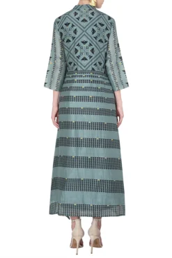 Soup By Sougat Paul Blue And Green Printed Collar Dress -AOZA Wear Style Shop sopc081814 c