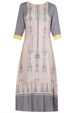 Soup By Sougat Paul Pink And Blue Printed Knee Length Dress