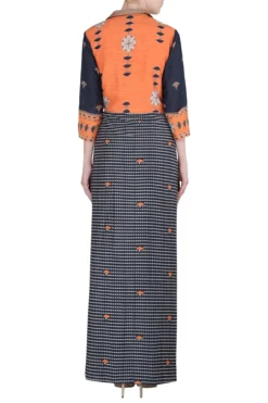 Soup By Sougat Paul Beige And Black Printed Wrap Slit Dress -AOZA Wear Style Shop sopc081822 c