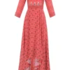 Soup By Sougat Paul Peach Asymmetrical Printed Maxi Dress