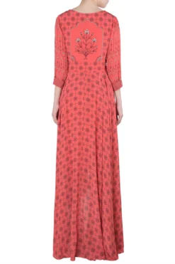 Soup By Sougat Paul Peach Asymmetrical Printed Maxi Dress -AOZA Wear Style Shop sopc081826 c