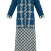 Soup By Sougat Paul Blue Printed Maxi Dress With Embroidered Jacket